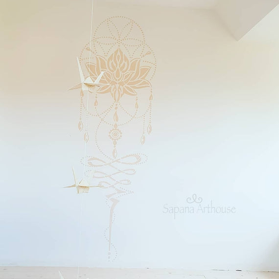 Lotus Flower of Life wall tattoo-  XXL Mandala Stencil